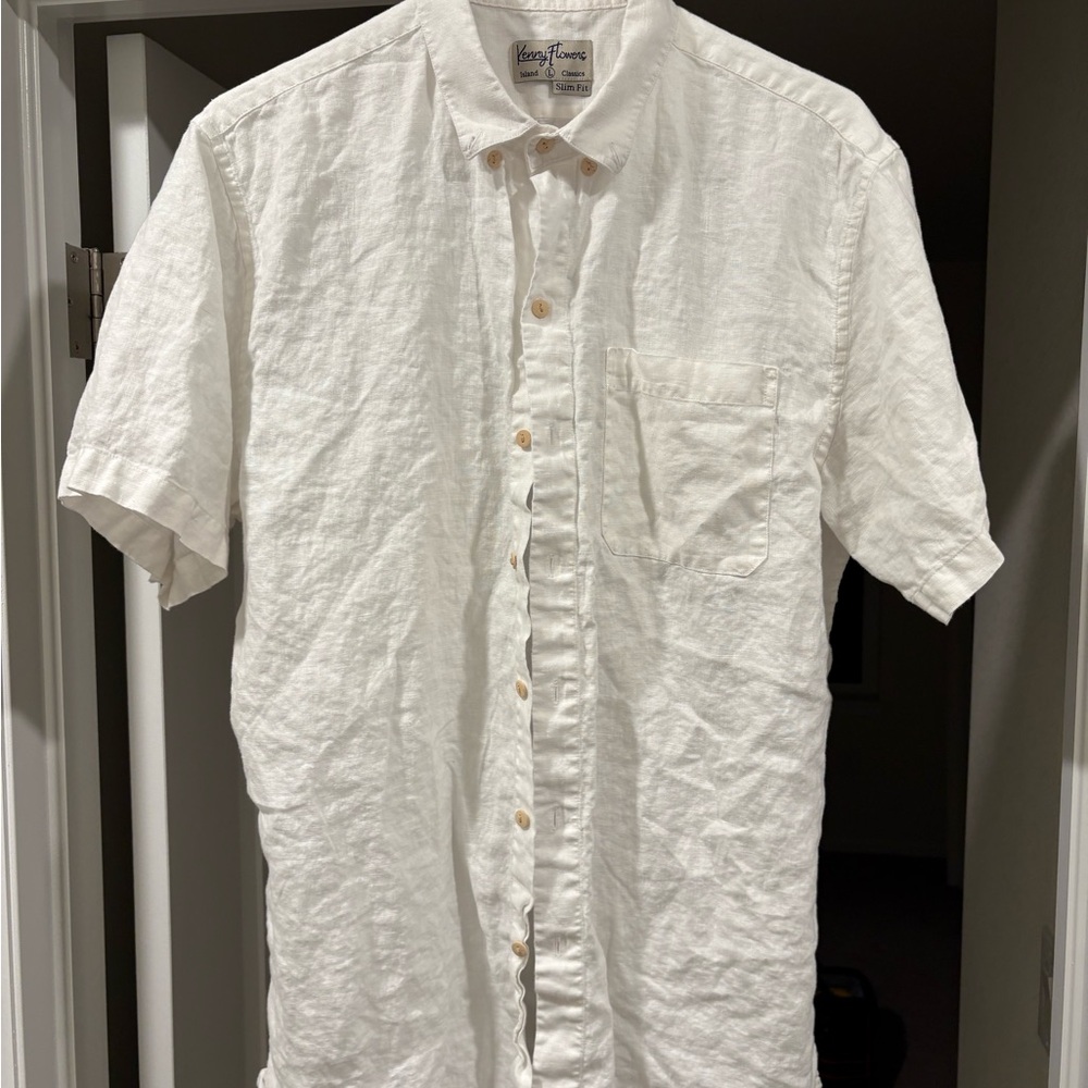 White Linen Casual Button Down Shirt
